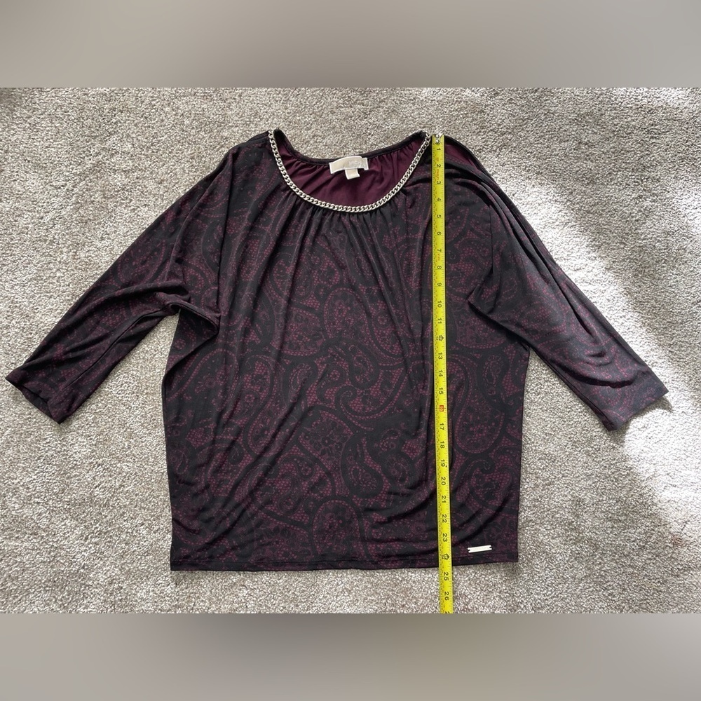 Michael Kors Burgundy Paisley Chain-Trim Blouse - Picture 2 of 10